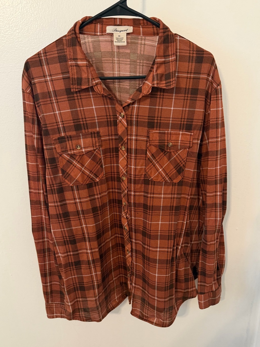 Passport Women's Rust Plaid Button-Down Shirt
